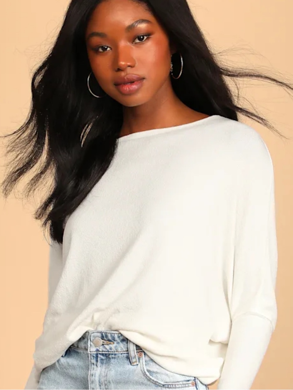 Verla Ivory Dolman Sleeve Sweater Top NWT Lulus M